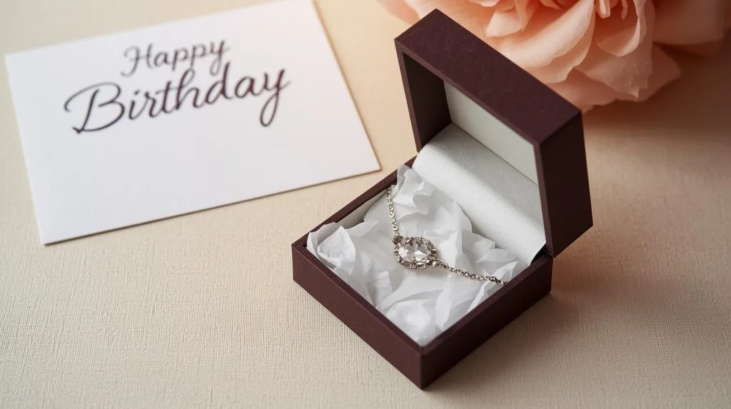 flat lay of minimal gold jewellery including initial pendant on marble surface